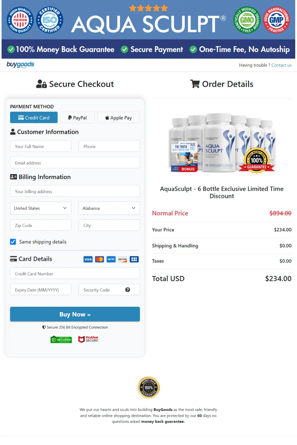 aquasculpt order page